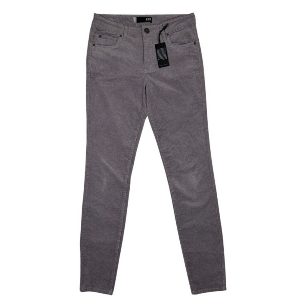 Kut from the Kloth Diana Fab Ab Skinny Corduroy Pants Grey High Rise Womens 4